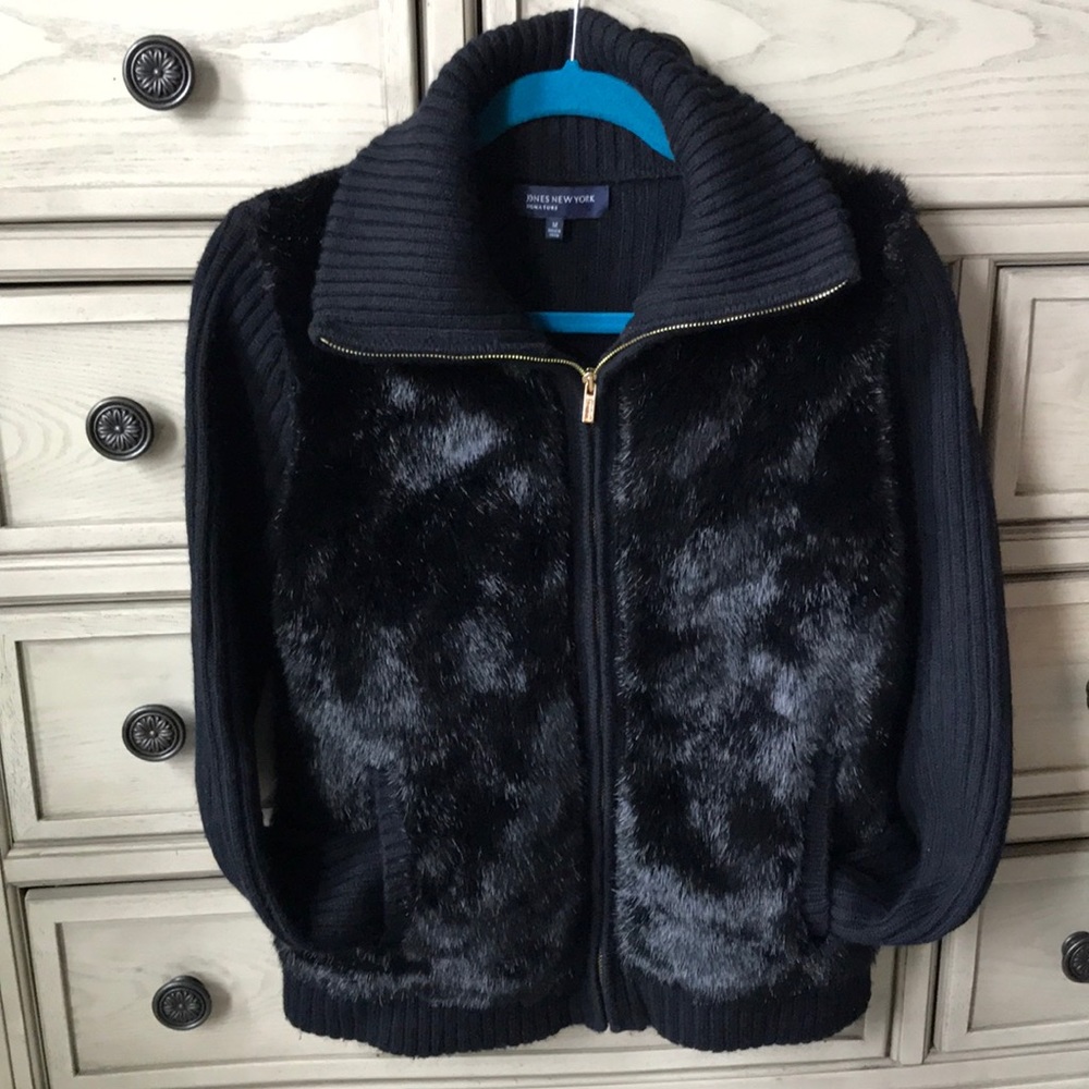 ❌SOLD❌Jones NY Wool & Faux Fur Signature Jacket Medium - Picture 1 of 7